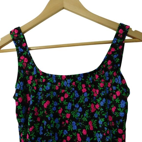 Vintage 80s Pacific Connections One Pc Swimsuit shorts Floral Print Size 6 - Picture 2 of 5